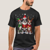 Boston Terrier Christmas Dogs Funny Santa Reindeer T-shirt (Voorkant)