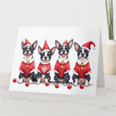 Boston Terrier Christmas Dress Santa Hat Kaart (Voorkant)
