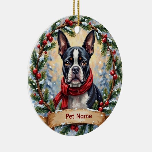 Boston Terrier Christmas Keramisch Ornament (Rechts)