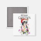 Boston Terrier Christmas Lights Xmas Dog  Magneet (Voorkant / Achterkant)