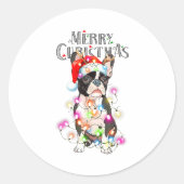 Boston Terrier Christmas Lights Xmas Dog  Ronde Sticker (Voorkant)