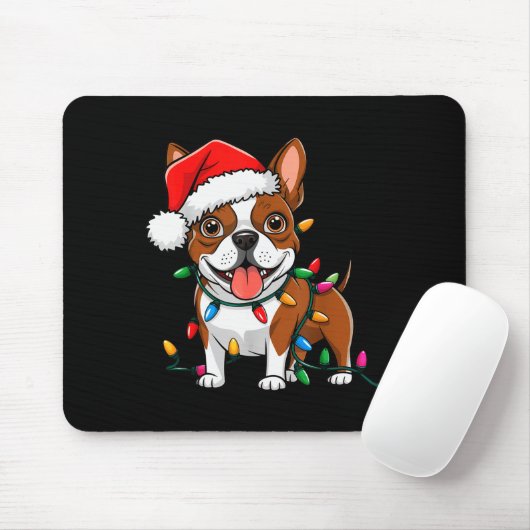 Boston Terrier Christmas Lights Xmas Dogs Men Wome Muismat (Met muis)