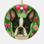 Boston Terrier Christmas Ornament (Voorkant)