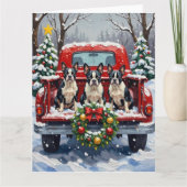 Boston Terrier Christmas Red Truck Holiday Kaart (Voorkant)