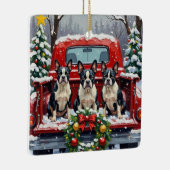 Boston Terrier Christmas Red Truck Holiday Keramisch Ornament (Rechts)