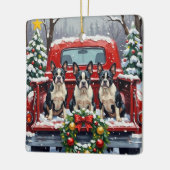 Boston Terrier Christmas Red Truck Holiday Keramisch Ornament (Links)