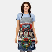 Boston Terrier Christmas Red Truck Holiday Schort (Gedragen)