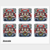 Boston Terrier Christmas Red Truck Holiday Vierkante Sticker (Vel)