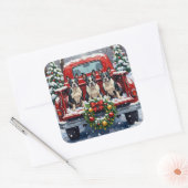 Boston Terrier Christmas Red Truck Holiday Vierkante Sticker (Envelop)
