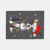 Boston Terrier Christmas Santa Hat  Fleece Deken (Voorkant (Horizontaal))