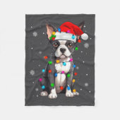 Boston Terrier Christmas Santa Hat  Fleece Deken (Voorkant)