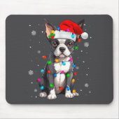 Boston Terrier Christmas Santa Hat  Muismat (Voorkant)