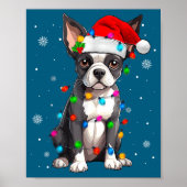 Boston Terrier Christmas Santa Hat  Poster (Voorkant)