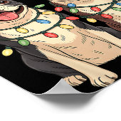 Boston Terrier Christmas Santa Hat Reindeer Lights Poster (Hoek)