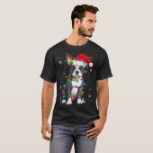 Boston Terrier Christmas Santa Hat Tree Lights Paj T-shirt (Voorkant volledig)