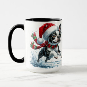 Boston Terrier Christmas Snow Mok