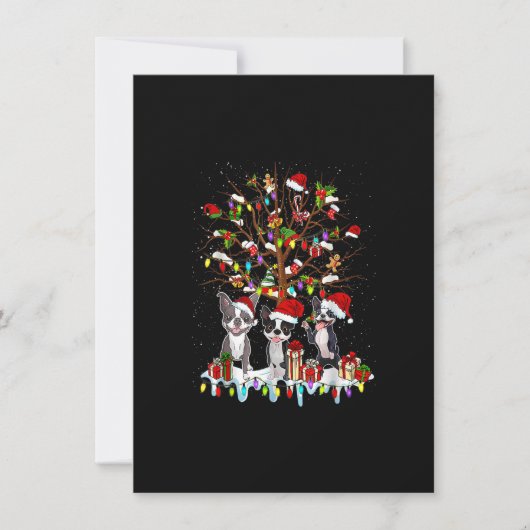 Boston Terrier Christmas Tree Funny Xmas Boston Te Kaart (Voorkant)