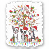 Boston Terrier Christmas Tree Funny Xmas Boston Te Sticker (Voorkant)
