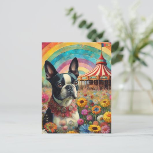 Boston Terrier Circus Briefkaart (Staand voorkant)