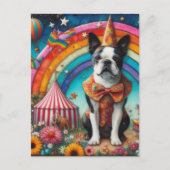 Boston Terrier Circus Encaustic Briefkaart (Voorkant)