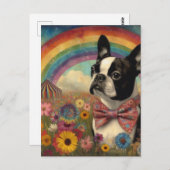 Boston Terrier Circus Hippie Rainbow Briefkaart (Voorkant / Achterkant)
