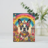 Boston Terrier Circus Kleurrijk Briefkaart (Staand voorkant)