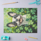 Boston Terrier Clover Field Painting Decoupage Tissuepapier (Craft)