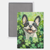 Boston Terrier Clover Field Painting Magneet (Voorkant / Achterkant)
