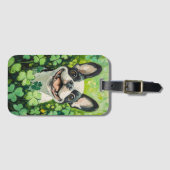 Boston Terrier Clover Field Schilderij Bagagelabel (Voorkant (horizontaal))
