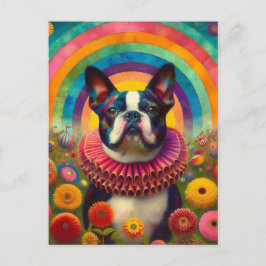 Boston Terrier Clown Collar Circus Briefkaart