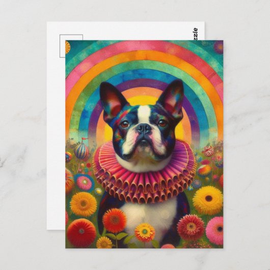 Boston Terrier Clown Collar Circus Briefkaart (Voorkant / Achterkant)