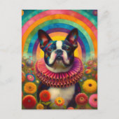 Boston Terrier Clown Collar Circus Briefkaart (Voorkant)