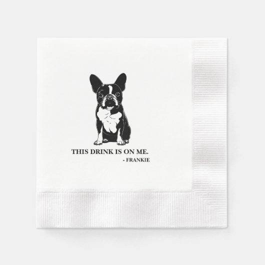 Boston Terrier Cocktail servet (Voorkant)