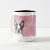 Boston Terrier Coffee Mok Cute Dog Waterverf (Voorkant links)