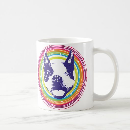 Boston Terrier - Colorful Circles Koffiemok (Rechts)