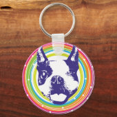 Boston Terrier - Colorful Circles Sleutelhanger (Voorkant)