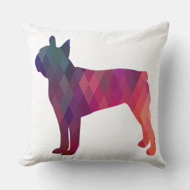 Boston Terrier Colorful Geometric Silhouette Kussen
