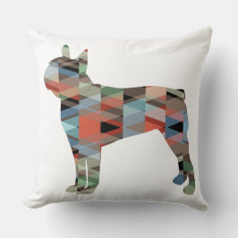 Boston Terrier Colorful Geometric Silhouette Kussen
