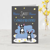 Boston Terrier Congrates New Home Sweet Home Kaart (Gele Bloem)