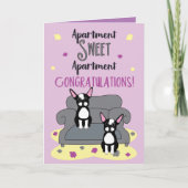 Boston Terrier Congrates op New Apartment Kaart (Voorkant)