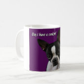 Boston Terrier: Cookie alsjeblieft? Koffiemok (Voorkant links)