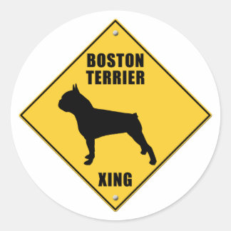 Boston Terrier Crossing (XING)-teken Ronde Sticker