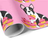 Boston Terrier Cupcakes Wrapping Paper Cadeaupapier (Rol Hoek)