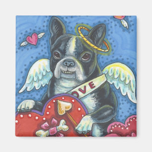 Boston Terrier Cupid DOG VALENTIJN MAGNET Square