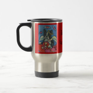Boston Terrier Cupid DOG VALENTIJN TRAVEL MUG Red Reisbeker