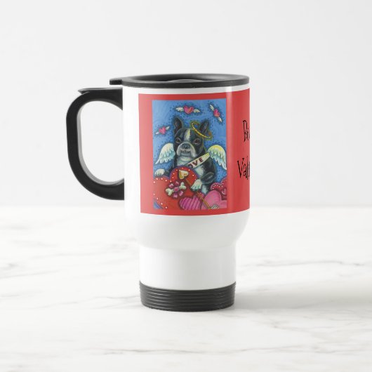 Boston Terrier Cupid DOG VALENTIJN TRAVEL MUG Reisbeker (Links)