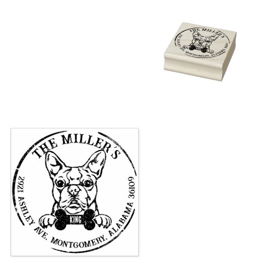 Boston Terrier Custom Family Return-adres Rubberstempel (Gestempeld)