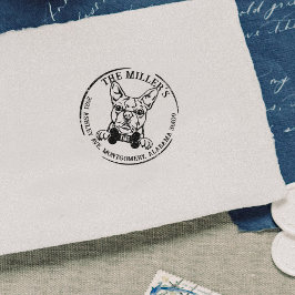 Boston Terrier Custom Family Return-adres Rubberstempel