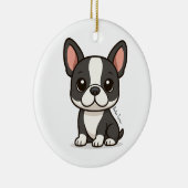 Boston Terrier Custom Name Keramisch Ornament (Rechts)