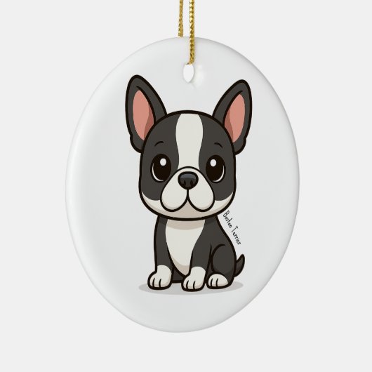 Boston Terrier Custom Name Keramisch Ornament (Rechts)